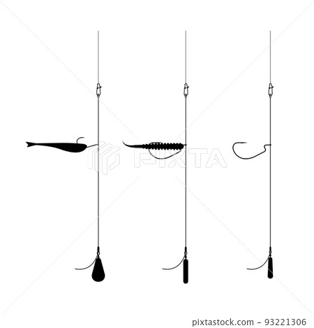 Drop shot type of fishing tackle, flat vector illustration. 93221306
