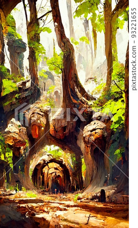 Tunnel scene in the woods 93221655