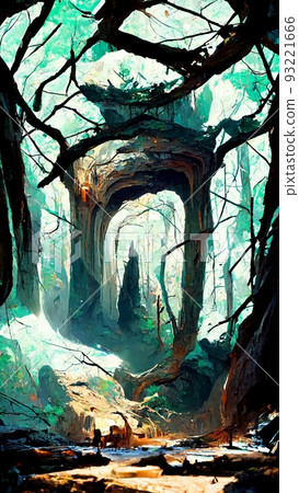 limestone cavern, limestone grotto, cave 93221666