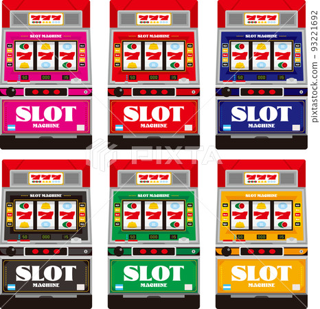 Six-color set of illustrations of Japanese-style slot machines without liquid crystals 93221692