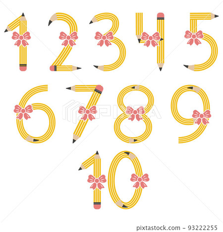 Numbers from yellow simple pencils, vector illustration isolated on a white background Numbers from yellow simple pencils, vector illustration isolated on a white background 93222255