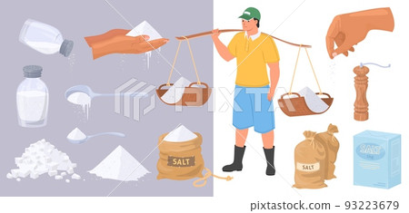 Salt powder and crystal vector isolated set 93223679