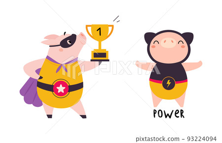 Funny powerful superhero pigs set cartoon vector illustration Funny powerful superhero pigs set cartoon vector illustration 93224094