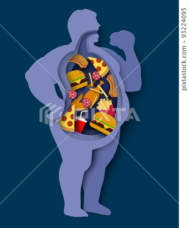 Excess weight man paper cut vector design 93224095