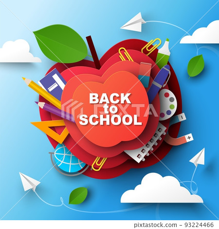 Back to school paper art style design Back to school paper art style design 93224466