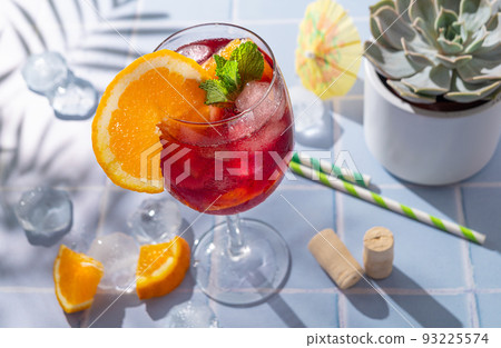 Traditional Spanish summer refreshing drink, cocktail, Tinto de verano. Traditional Spanish summer refreshing drink, cocktail, Tinto de verano. 93225574