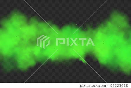 Smoke green fog background effect. Vector green steam cloud mist smoke 93225618