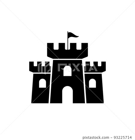 Castle vector icon fort symbol tower. Castle tower logo stronghold medieval silhouette icon Castle vector icon fort symbol tower. Castle tower logo stronghold medieval silhouette icon 93225714
