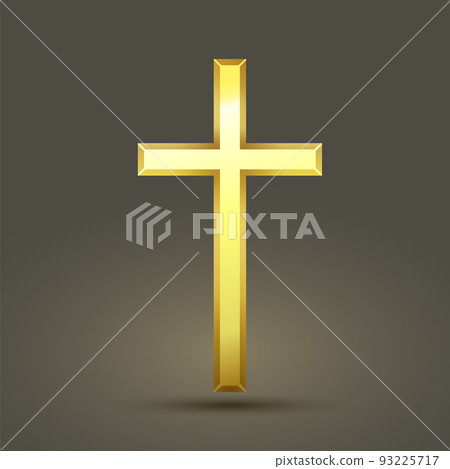 Gold holy cross icon. Religious holy golden... - Stock Illustration ...