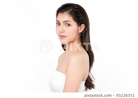 Beautiful young asian woman with clean fresh skin on white background, Face care, Facial treatment, Cosmetology, beauty and spa, Asian women portrait. 93226351