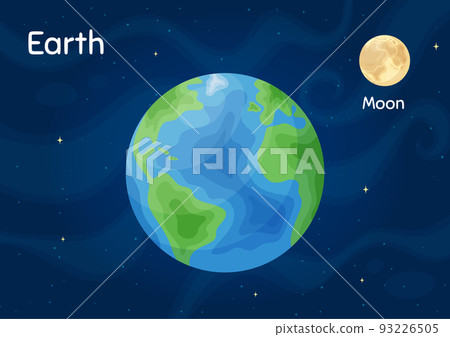 Flat space planet Earth vector illustration. - Stock Illustration ...