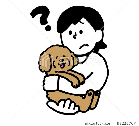 抱著狗感到疑惑的便衣女人（簡單） 93226767