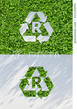 R and arrow with the image of recycling, paper art icon R and arrow with the image of recycling, paper art icon 93226844