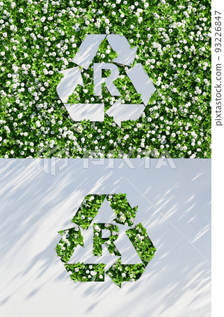 R and arrow with the image of recycling, paper art icon R and arrow with the image of recycling, paper art icon 93226847
