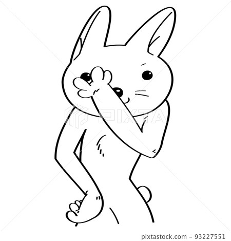 一隻兔子做一個有趣的幻想姿勢的插圖 93227551