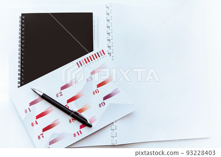 notepad pen and color layout 93228403
