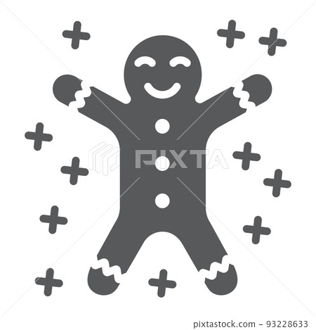 Gingerbread cookie glyph icon, christmas and sweets, xmas dessert sign, vector graphics, a solid pattern on a white background, eps 10. 93228633