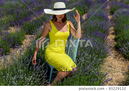 girls in lavender flowers on the field girls in lavender flowers on the field 93229132