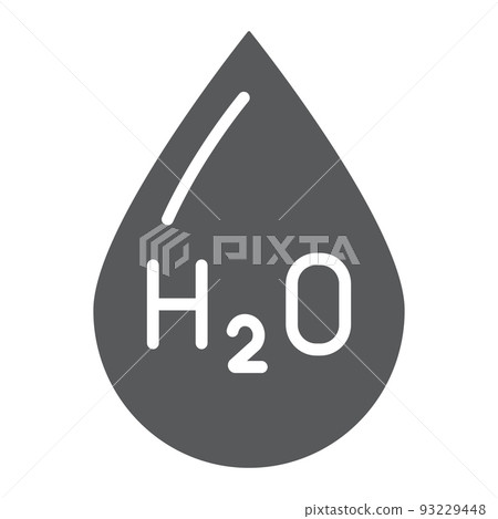 Water formula glyph icon, chemical and water, h2o drop sign, vector graphics, a solid pattern on a white background, eps 10 93229448