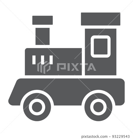 Train toy glyph icon, child and railroad, locomotive sign, vector graphics, a solid pattern on a white background, eps 10. 93229543