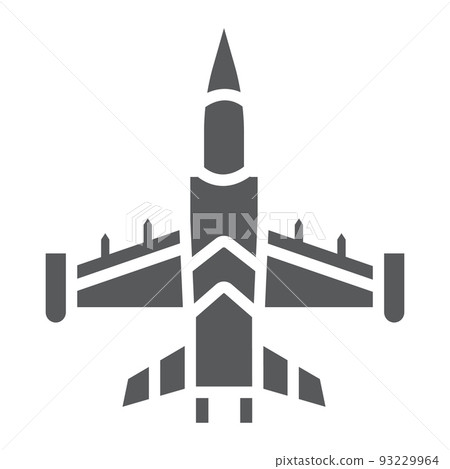 Jet fighter glyph icon, army and force, military airplane sign, vector graphics, a solid pattern on a white background, eps 10. Jet fighter glyph icon, army and force, military airplane sign, vector graphics, a solid pattern on a white background, eps 10. 93229964