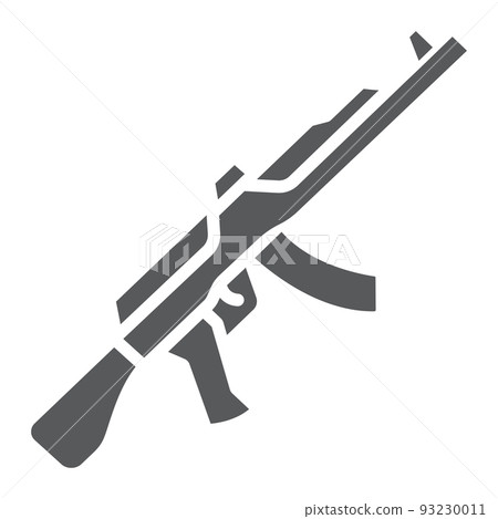 AK47 glyph icon, rifle and military, machine gun sign, vector graphics, a solid pattern on a white background, eps 10. AK47 glyph icon, rifle and military, machine gun sign, vector graphics, a solid pattern on a white background, eps 10. 93230011