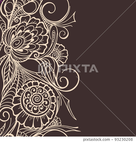 beige graphic pattern on brown background, seamless pattern border, texture, design 93230208