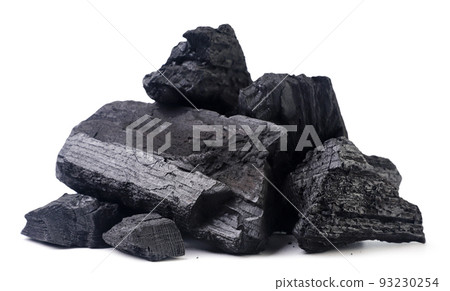 Pile of charcoal on a white background. Isolated 93230254