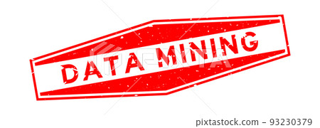 Grunge red data mining word hexagon rubber seal stamp on white background 93230379