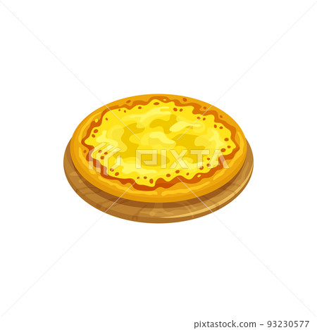 Ai quattro Formaggi isolated four cheese pizza. Vector Italy cuisine food, with four different cheeses melted together, with rossa, tomato sauce. Street food snack, traditional baked pizza Ai quattro Formaggi isolated four cheese pizza. Vector Italy cuisine food, with four different cheeses melted together, with rossa, tomato sauce. Street food snack, traditional baked pizza 93230577