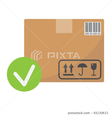 Carton Box With Check Mark Flat Icon, Logistic... - Stock Illustration  [93230631] - Pixta