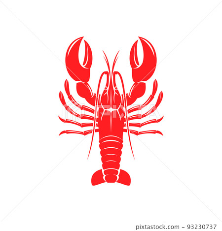 Crayfish in flat style isolated marine animal. Vector red lobster, seafood, crustacean with big claws 93230737
