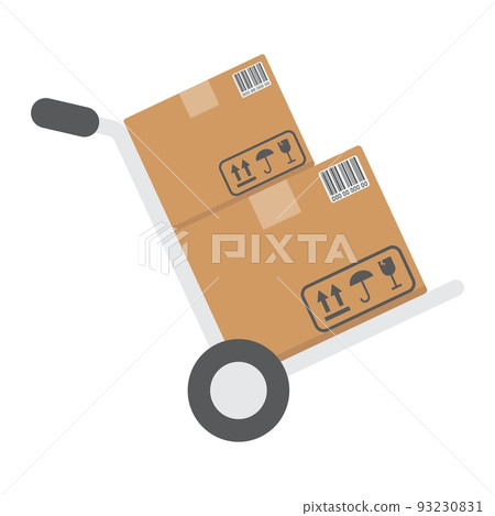 Hand truck with cardboard boxes flat icon, logistic and delivery, hand dolly sign vector graphics, a colorful solid pattern on a white background, eps 10. Hand truck with cardboard boxes flat icon, logistic and delivery, hand dolly sign vector graphics, a colorful solid pattern on a white background, eps 10. 93230831