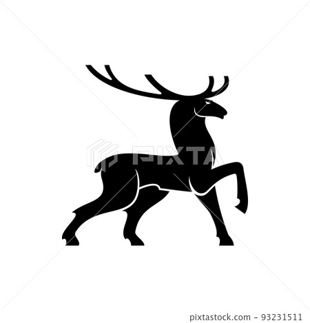 Mature deer stag isolated animal silhouette. Vector elk stag, wildlife reindeer Mature deer stag isolated animal silhouette. Vector elk stag, wildlife reindeer 93231511