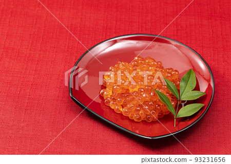 New Year dishes 10 _ how much on a red plate _ background red New Year dishes 10 _ how much on a red plate _ background red 93231656