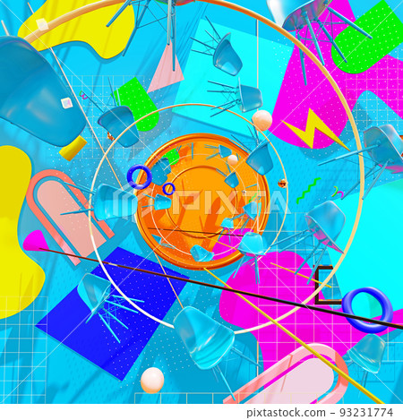 3D illustration Background for advertising and wallpaper in art retro and memphis art scene. 3D rendering in decorative concept. 93231774