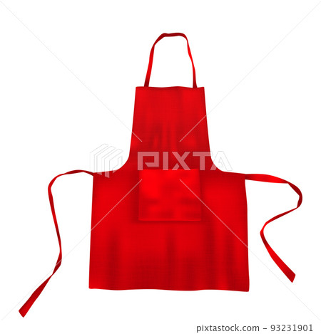 Realistic red blank apron mock up with fabric texture isolated from background 93231901