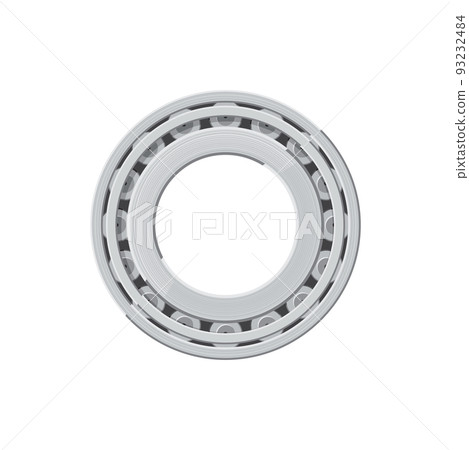 Bearing machine element reducing friction between moving parts isolated realistic icon. Vector metal object constraining relative motion to desired one. Engineering and machinery gear, spare part 93232484