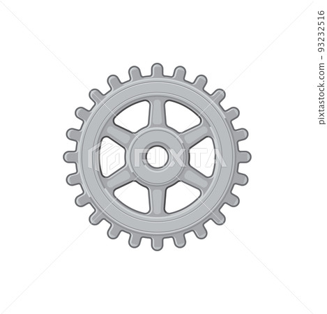 Cogwheel car detail isolated vehicle spare part icon. Vector industrial transmission crankshaft gearwheel or rackwheel, cog screw-wheel moving mechanism. Mechanical moving gear, automobile detail 93232516