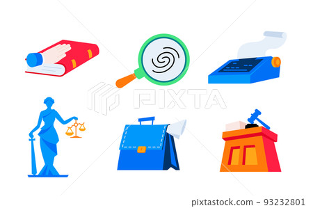 Crime and punishment - flat design style icons set 93232801