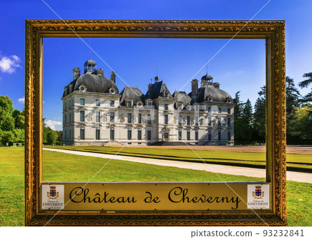Medieval castle of France in Loire valley - beautiful elegant Chateau de Cheverny, popular tourist attraction Medieval castle of France in Loire valley - beautiful elegant Chateau de Cheverny, popular tourist attraction 93232841