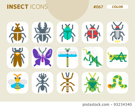 Color style icon set related to insects_067 93234340