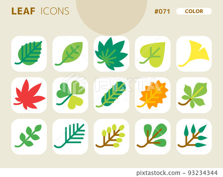 Color style icon set related to leaves_071 Color style icon set related to leaves_071 93234344