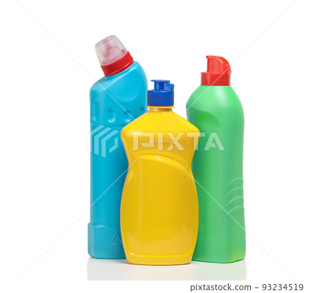 A plastic bottles with Household cleaning product isolated on a white background 93234519