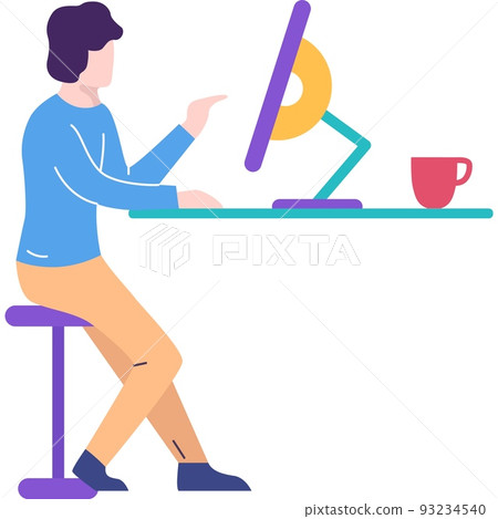 Man working online from home office icon vector 93234540