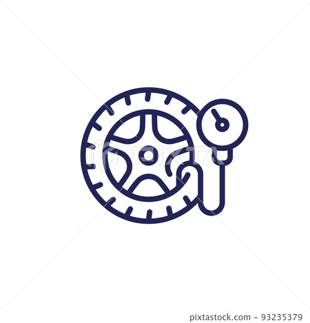 tire pressure icon, tyre check line vector 93235379