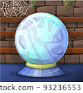 Vector magic fortune sphere glass ball. Witchy Magic Crystal Ball, Fortune Teller, magic crystal balls. Predictions and positive affirmations,healing hands, Sacred Witch and Mystical Symbols. Cartoon 93236553