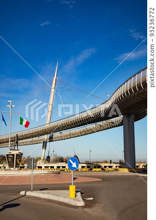 View of the bidge Ponte del Mare in city of Pescara, Abruzzo, Italy View of the bidge Ponte del Mare in city of Pescara, Abruzzo, Italy 93236772