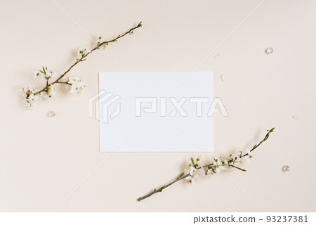 Top view of blank notepad among spring apple flowers Top view of blank notepad among spring apple flowers 93237381