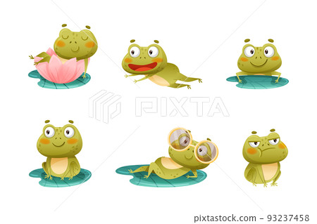 Cute Green Frog or Toad Character Engaged in Different Activity Vector Set Cute Green Frog or Toad Character Engaged in Different Activity Vector Set 93237458